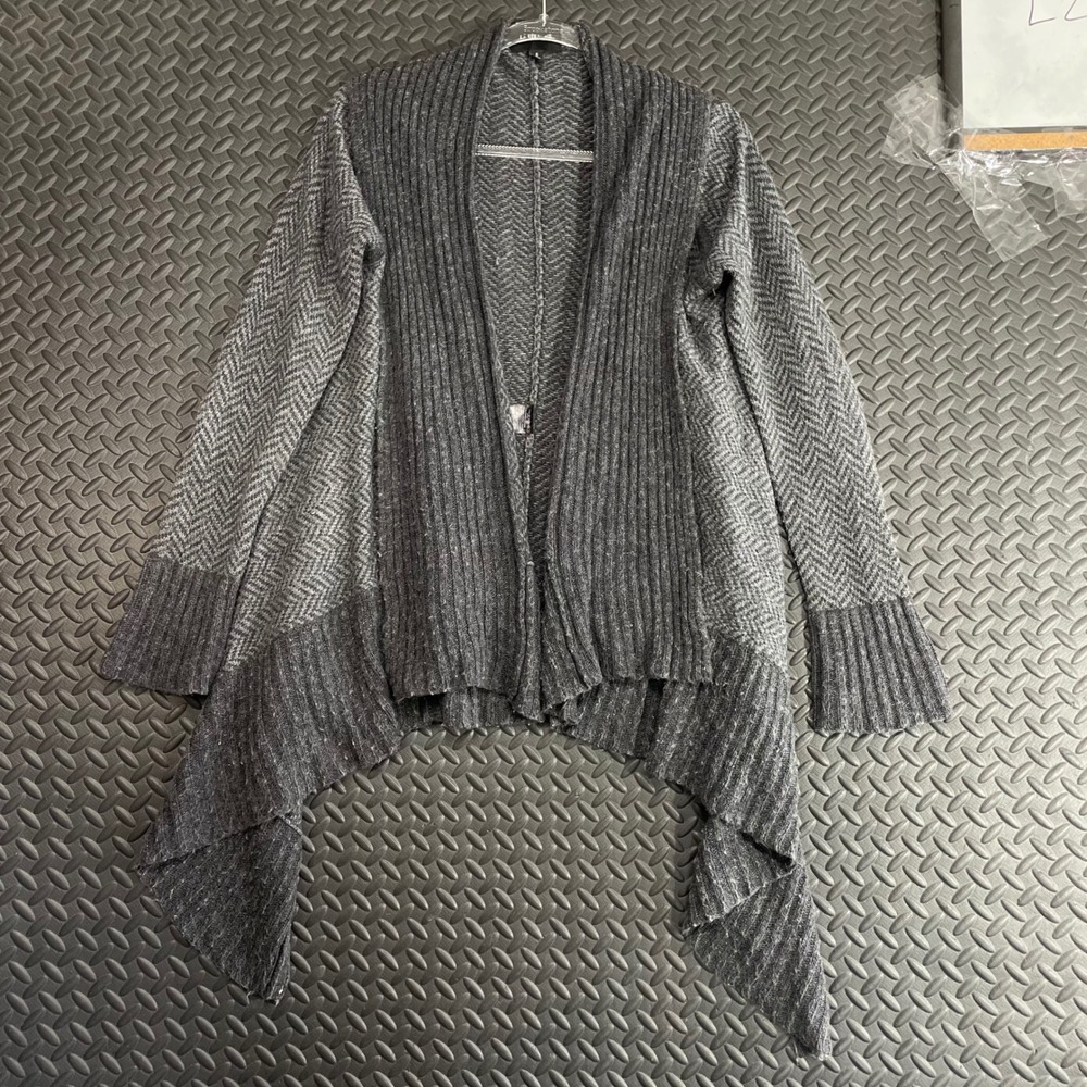 La Fee Verte Dark Gray Tweed Viscose‎ Blend Open Cardigan Sweater Women's Size S